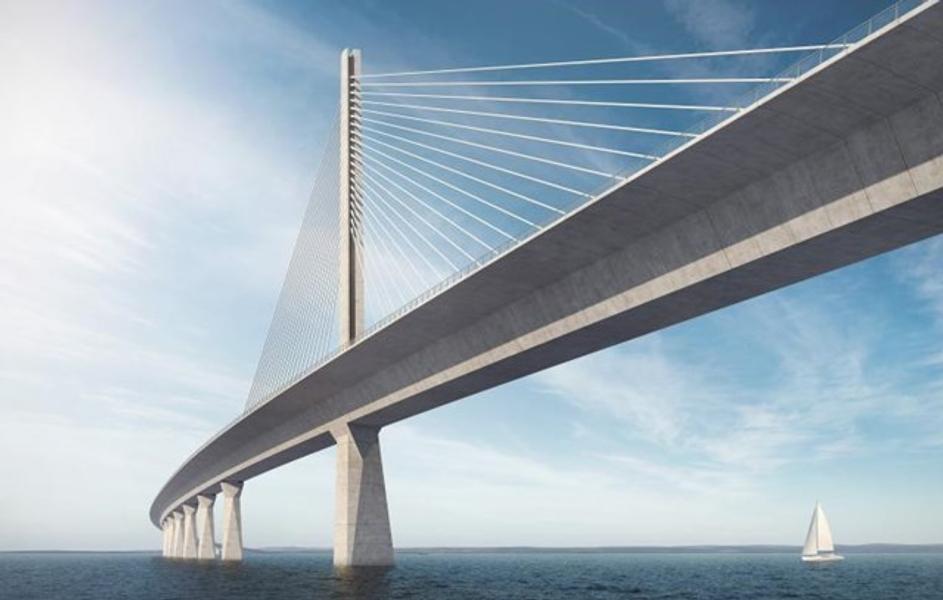 Den nye Storstrømsbro ventes først åben for biler og tog i 2027. (Illustration: Vejdirektoratet) Den nye Storstrømsbro ventes først åben for biler og tog i 2027. (Illustration: Vejdirektoratet)