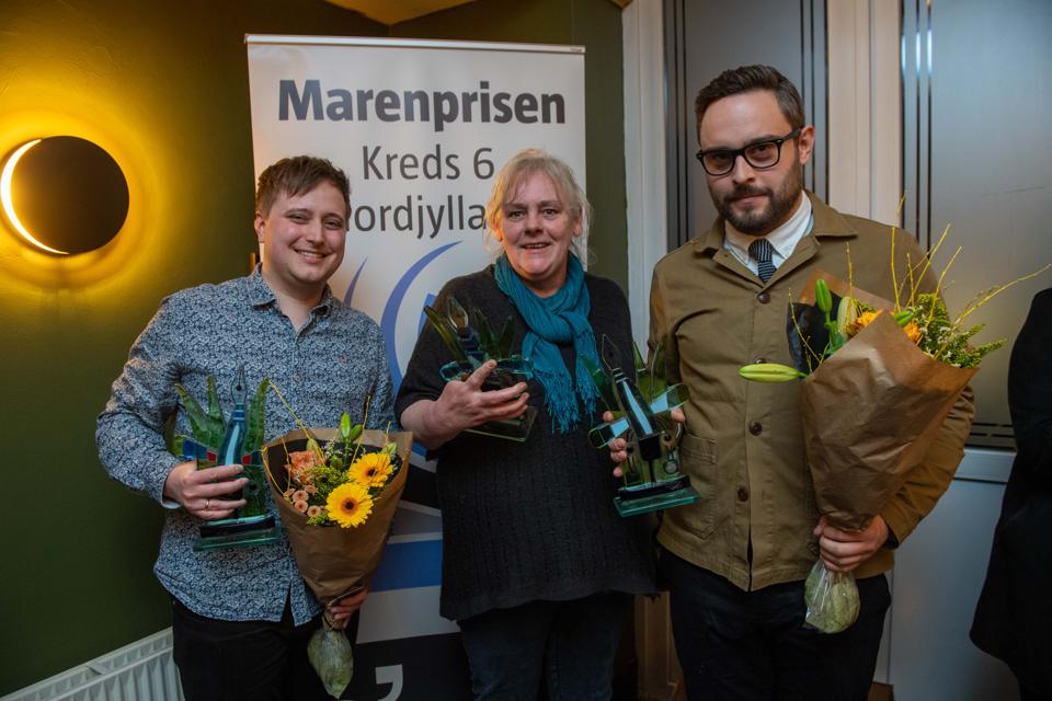 Thomas Lee, Lone Tørnes Beck og Dan Grønbech har fået Marenprisen for dækningen i tekst og lyd af sagen om Gravenshoved Kostskole. <i>Foto: Jan Pedersen</i>