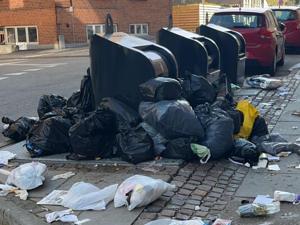 Affaldssvineri: Gammel yoghurt og hygiejnebind var smidt på gaden