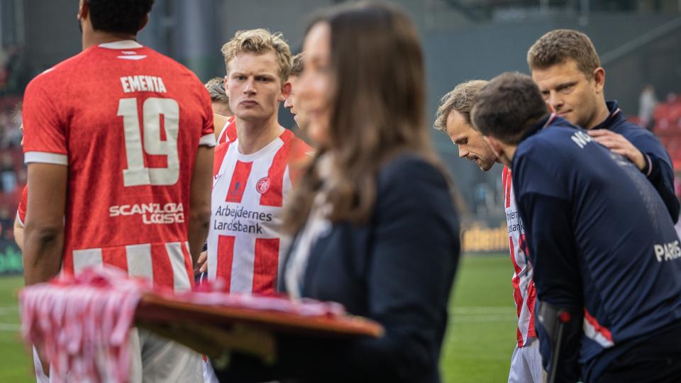 Malthe Højholt og holdkammeraterne skal være klar til kamp i Superligaen allerede søndag. <i>Foto: Martin Damgård</i>
