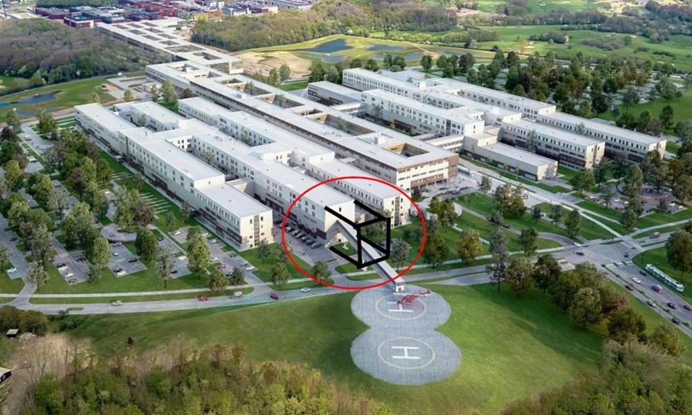 Den nye tilbygning skal kobles på hospitalets vestlige ben i forlængelse af Fælles Akutmodtagelsen (FAM) på Nyt OUH. Den nye tilbygning skal kobles på hospitalets vestlige ben i forlængelse af Fælles Akutmodtagelsen (FAM) på Nyt OUH.