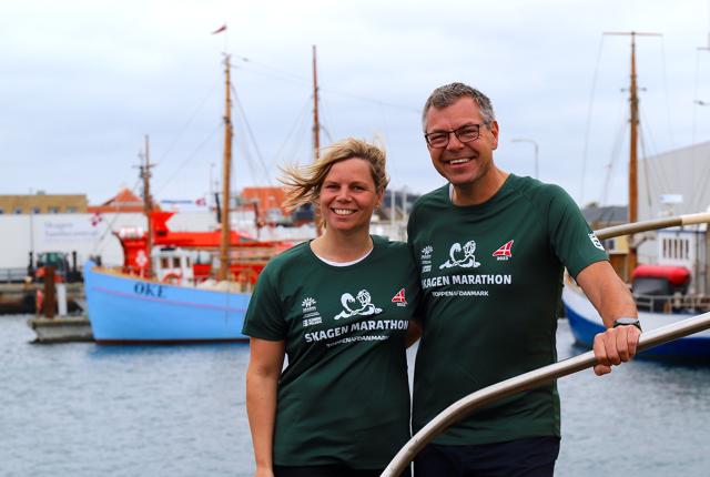 Anne-Mie Rasmussen og Rico Eiersted glæder sig over rekordstor tilslutning til årets marathon i Skagen.