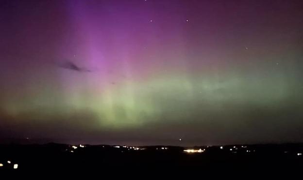 Grethe Mussegaard har taget dette foto af nordlys set ved Blokhus. <i>Privatfoto: Grethe Mussegaard</i>
