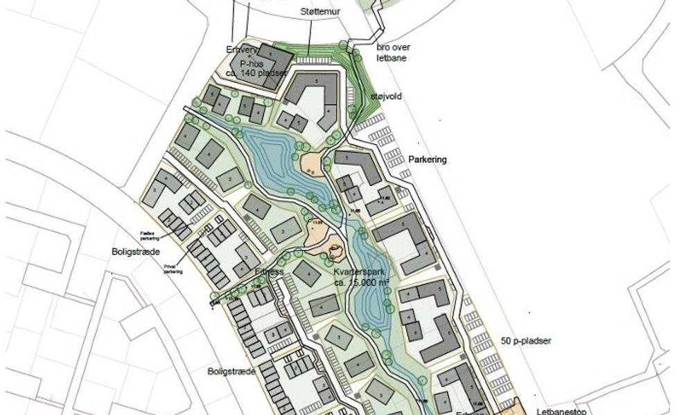 Arkitema har tidligere illustreret planlægningen af det nye boligområde langs Nordskovvej tæt ved letbanen. Boligerne skal placeres omkring et centralt grønt parkrum. Arkitema har tidligere illustreret planlægningen af det nye boligområde langs Nordskovvej tæt ved letbanen. Boligerne skal placeres omkring et centralt grønt parkrum.