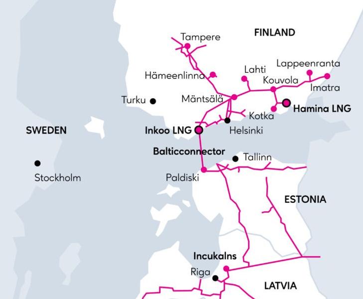 Balticconnector binder samman Finland och Estland. 
