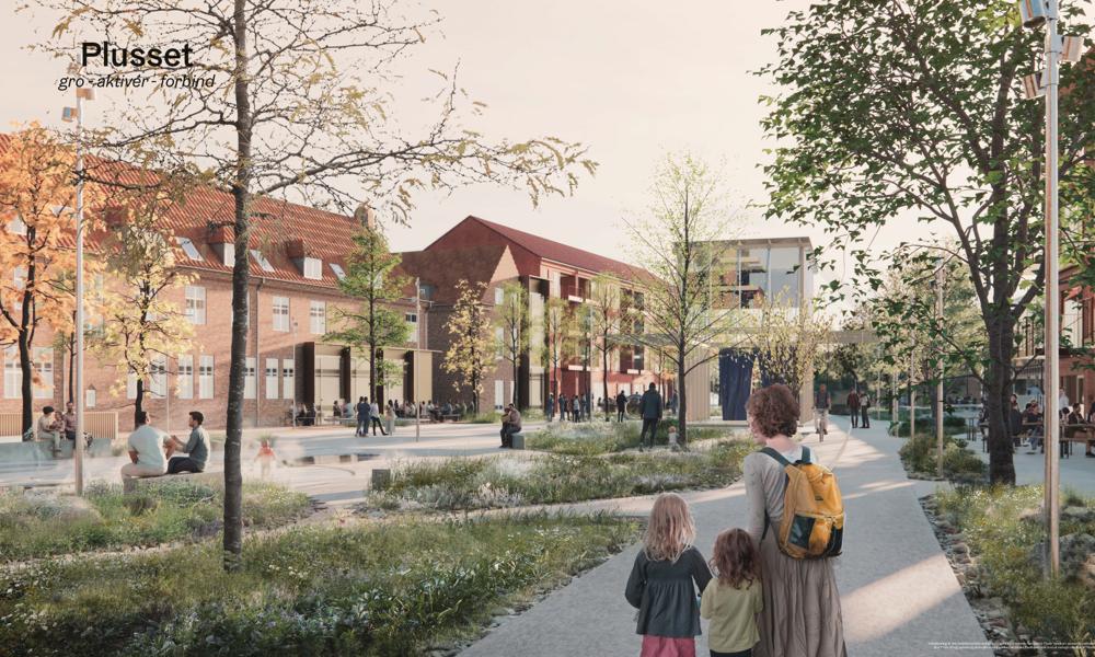 På et pressemøde i dag onsdag 11. oktober 2023 blev det afsløret, hvordan et nyt byrum, Plusset, på den gamle sygehusgrund i Herning kommer til at se ud i fremtiden. På et pressemøde i dag onsdag 11. oktober 2023 blev det afsløret, hvordan et nyt byrum, Plusset, på den gamle sygehusgrund i Herning kommer til at se ud i fremtiden.