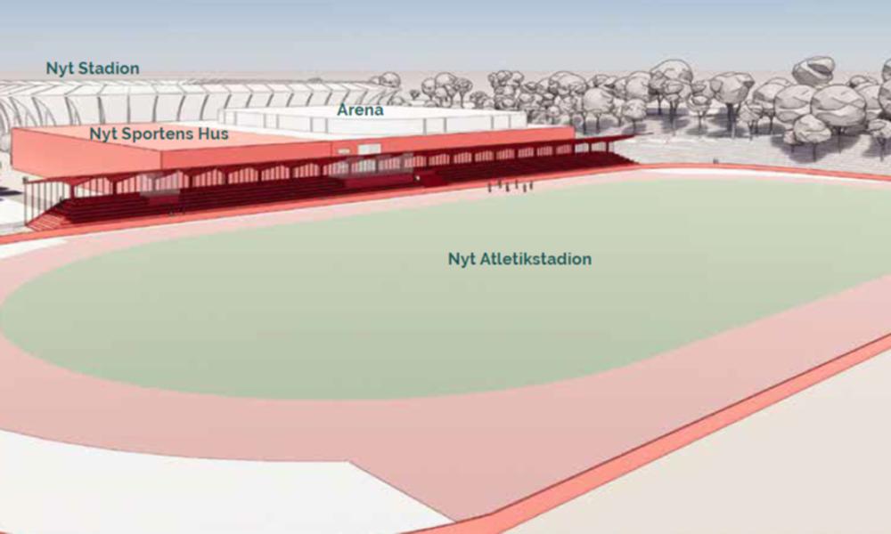 Skitse til nyt atletikanlæg og et Sportens Hus i Idrætsbyen i Kongelunden, Aarhus. Skitse til nyt atletikanlæg og et Sportens Hus i Idrætsbyen i Kongelunden, Aarhus.