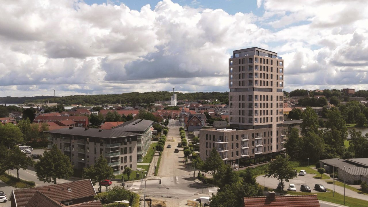 Etageboligbyggeri på Jernbanegade 15 i Hobro, Mariagerfjord
