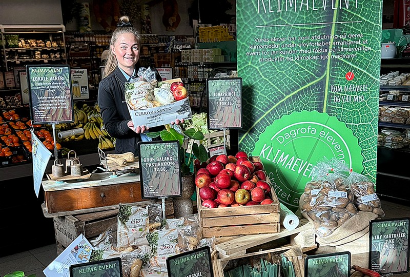 Marie Kvejborg grønne kampagne blev en succes og der blev lagt mange danske årstidsgrøntsager i købmandkurven hos Spar Tilsted. 