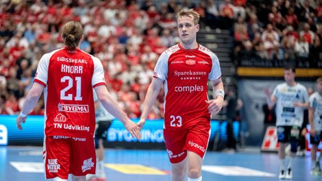 Juri Knorr og Buster Juul var begge afgørende for Aalborg Håndbold, der hjemme tog imod Mors-Thy Håndbold i den første DM-semifinale.