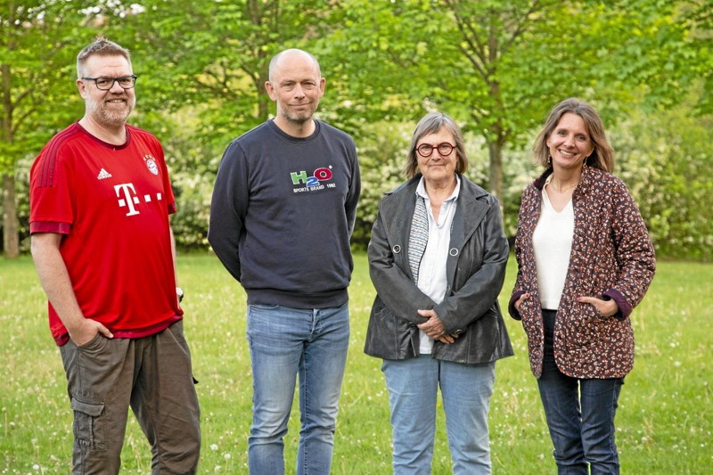 Fire af SF Rebilds kandidater til det kommende kommunalvalg, fra venstre: Nicolai Abildgaard, Morten Kamstrup (spidskandidat), Lisbeth Nørgaard og Charlotte Speich. Privatfoto: Anne-Marie Fog Larsen
