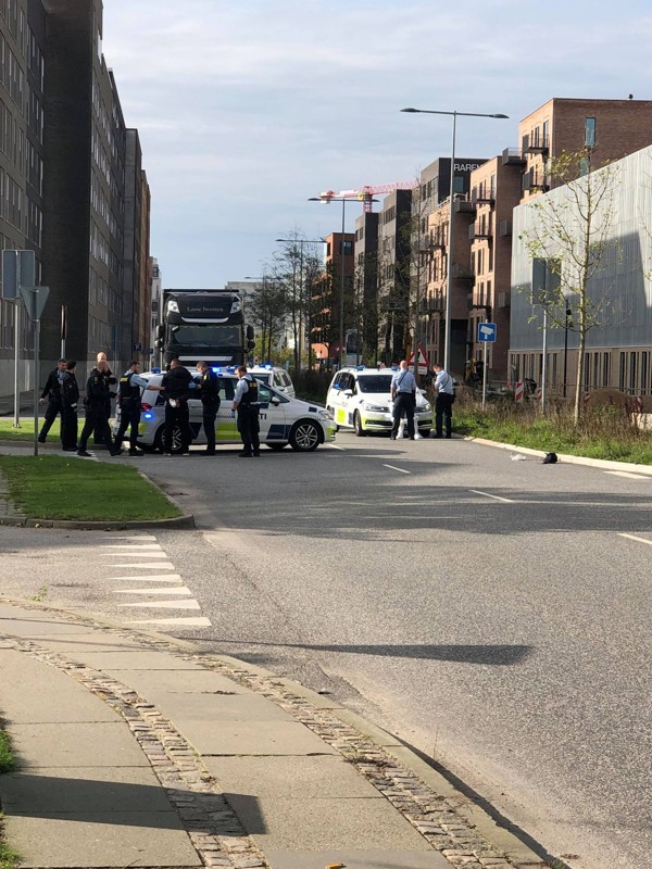 Masser af politi rykkede torsdag ud til et område nær Østre Havn i Aalborg. Privatfoto