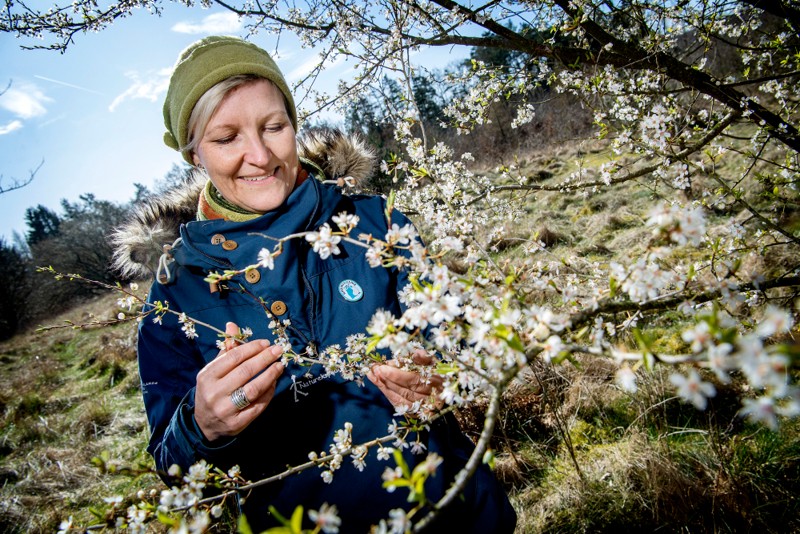 Naturvejleder Karin Winther vil hellere dufte til blomster end menneskelort i skoven.