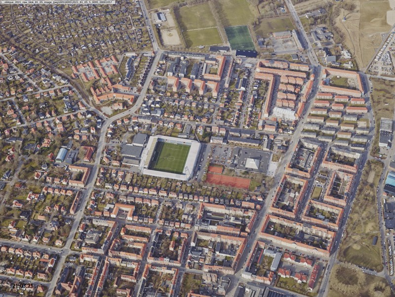 Her kan du se området omkring stadion på et billede fra den 21. marts 2021. Foto: SDFE