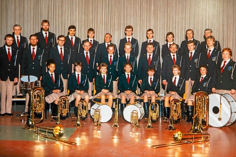 Sindal Blæserne spiller til Forårskoncerten 1976 på Sindal Skole.