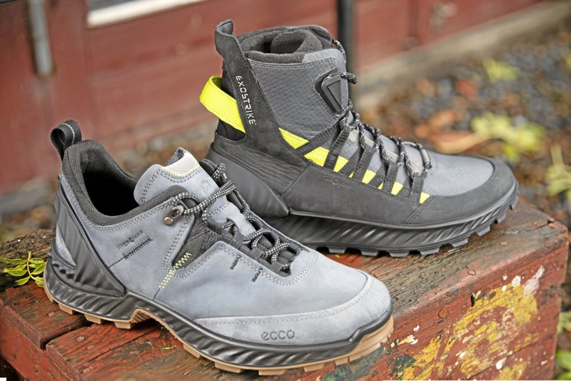 Supersmart herrestøvle og sko fra Ecco i det nye ExoStrike design som har Hydromax imprægnering. De er klar til et eventyr i naturen, eller praktiske som komfortabelt hverdags fodtøj i en tid hvor vejret hurtigt forandrer sig. Foto: Michael Madsen