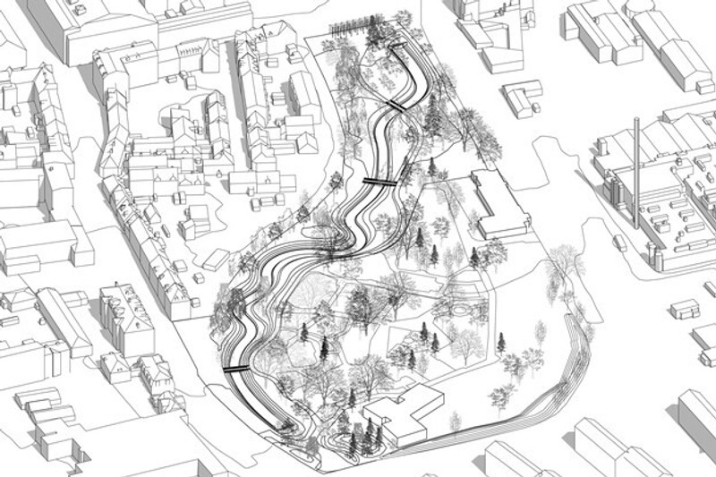 Det er sådan, Aalborg Kommune forestiller sig, at Østerå kommer til at løbe gennem Karolinelund, når arbejdet er helt afsluttet. Arkivfoto: Aalborg Kommune.