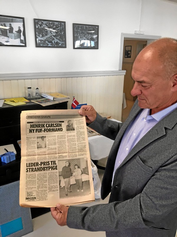 Sådan tog Frederikshavns avis sig ud, da man kunne meddele Henrik Carlsen nyvalg som formand for FUF - det er 30 år siden.  Foto: Dan Kobberup