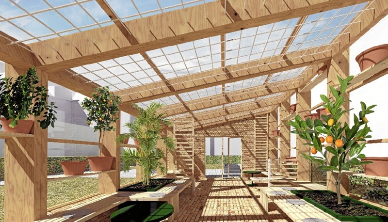 Orangeriet bliver et hyggeligt opholdsrum for beboerne fra boligområdet og fra ældrecentret. Foto: Michael Madsen