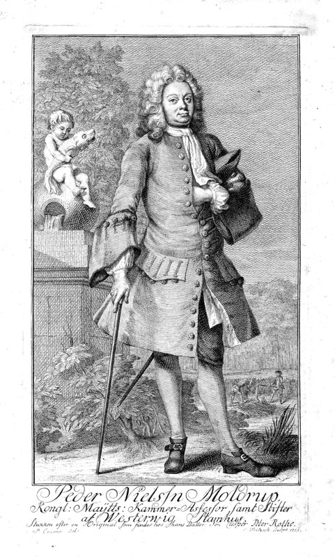 Dette kobberstik fra 1755 viser Peder Nielsen Mollerup, men kunstneren har dog aldrig set Mollerup, men derimod udført stikket efter et tidligere kobberstik.