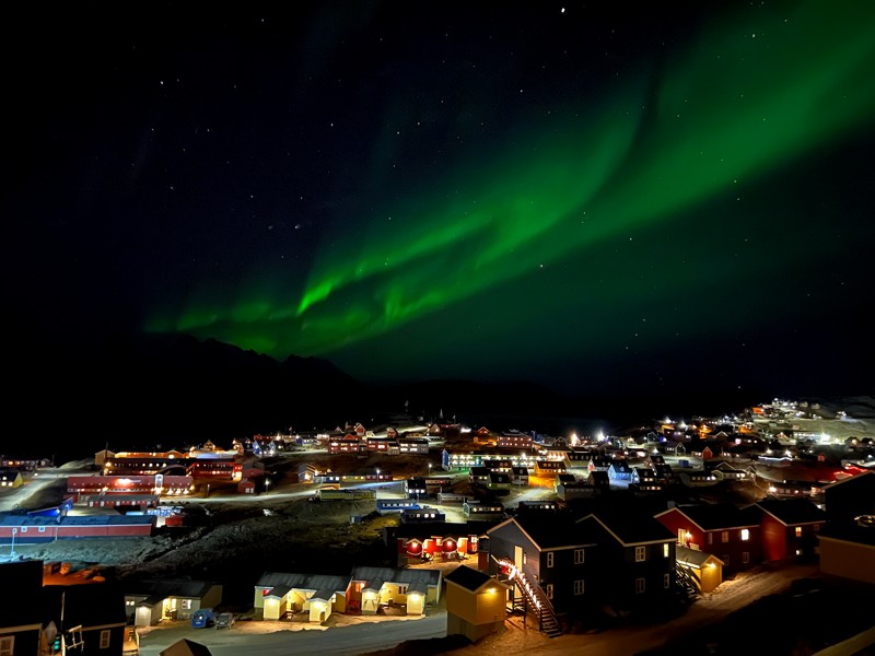 Nordlys oplever man ofte in det nordlige Grønland.
