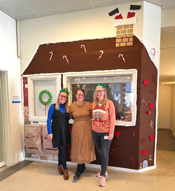 De tre lægesekretærer Trine, Lisa og Lotte står bag udsmykningen.
