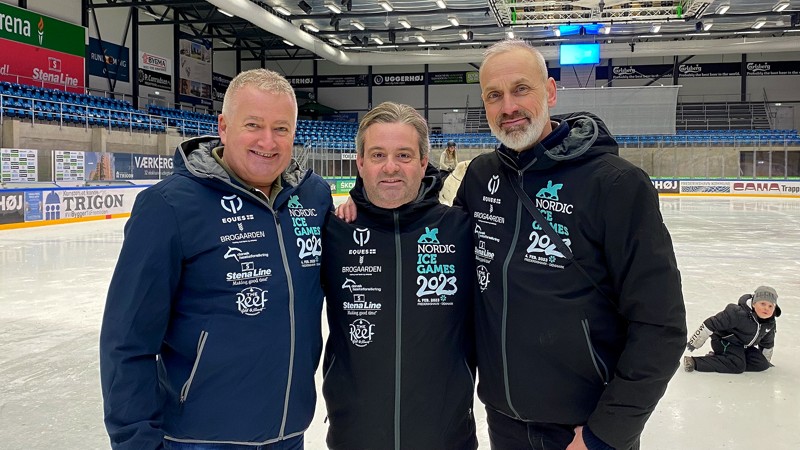 Hovedkræfterne bag Nordic Ice Games er fra venstre: Henrik Houkjær, Siggi Oskarsson og Jan Michael Madsen.