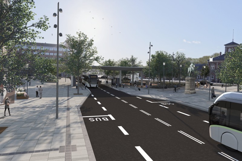 Der er lagt vægt på at skabe grønne områder omkring PlusBus-stoppestederne.