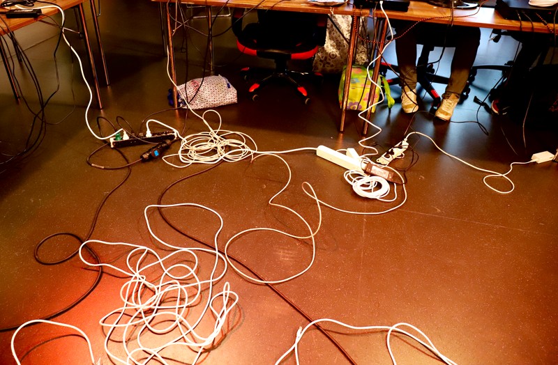 Der er gang i ledninger og kabler til LAN-arrangementet på Kappelborg.