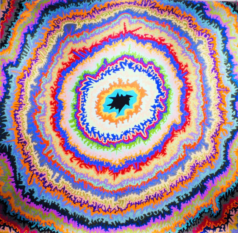 Pernelle Maegaard på Frederikshavn Kunstmuseum. Maleriet her er stort ( 2,7 meter x 2,7 meter) og hedder The Big Bang.