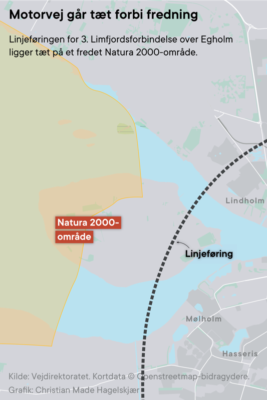 Den tredje Limfjordsforbindelse, der skal gå tværs over den sydlige del af øen, ligger tæt på et fredet Natura 2000-område. Det har vakt en del debat.