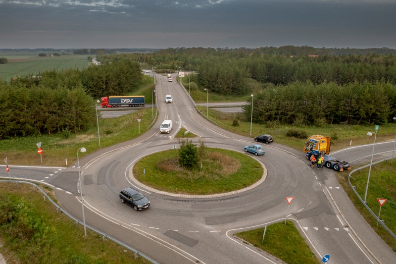 NORDJYLLAND Blokaden er i gang. Her tilkørslen til motorvej ved Vestbjerg. Vestbjerg 15 Maj 2023     